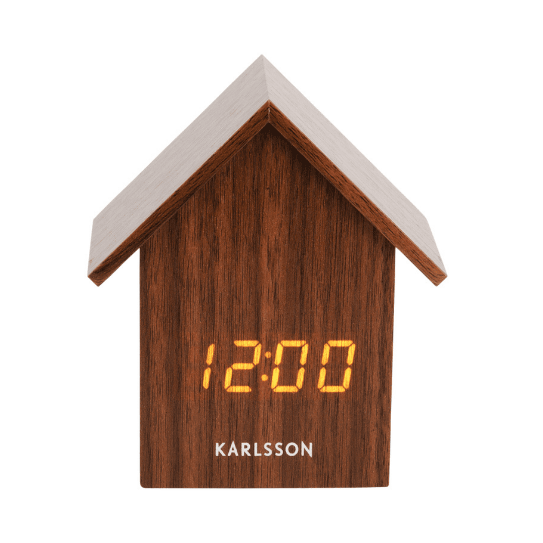 Alarm Clock House LED Dark Wood