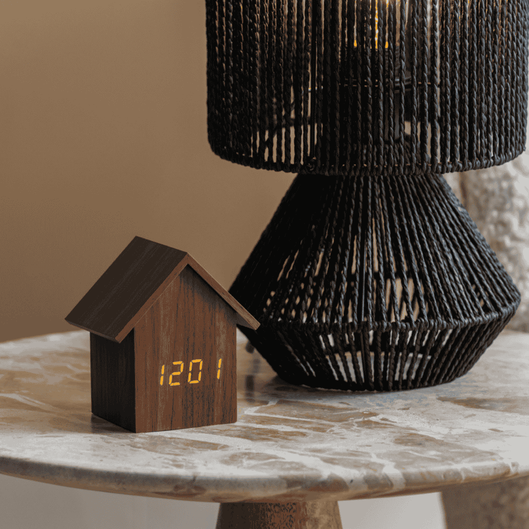 Alarm Clock House LED Dark Wood