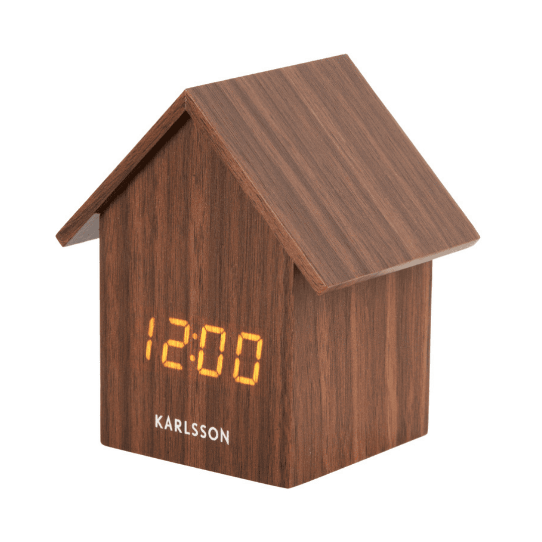 Alarm Clock House LED Dark Wood