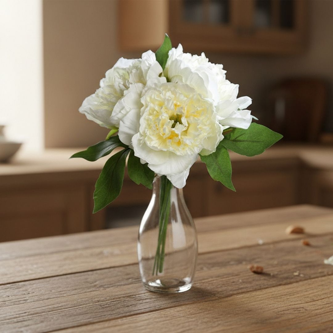 Artificial Peony Bouquet Cream - 26cm