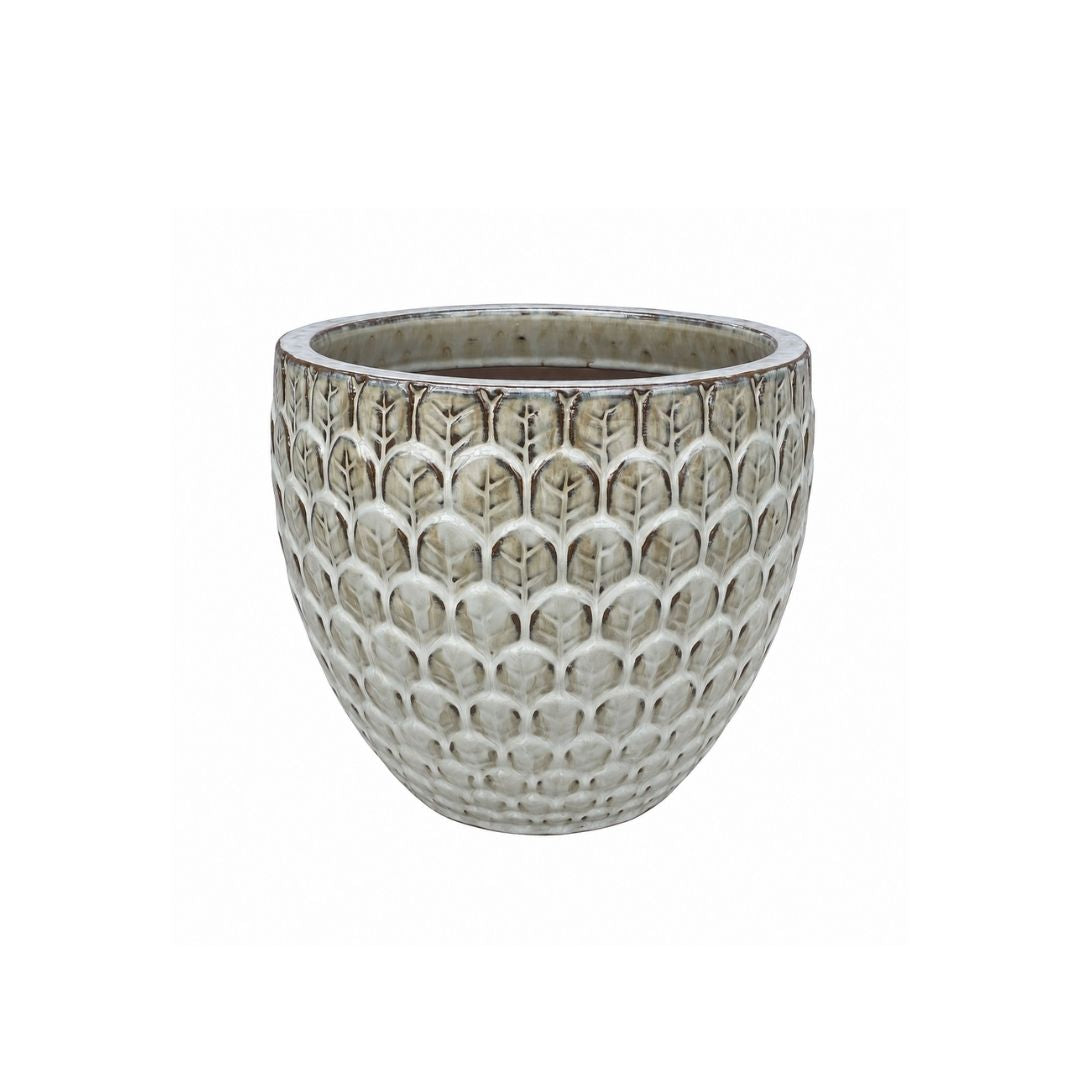 Glazed Pot Babylone - Cream