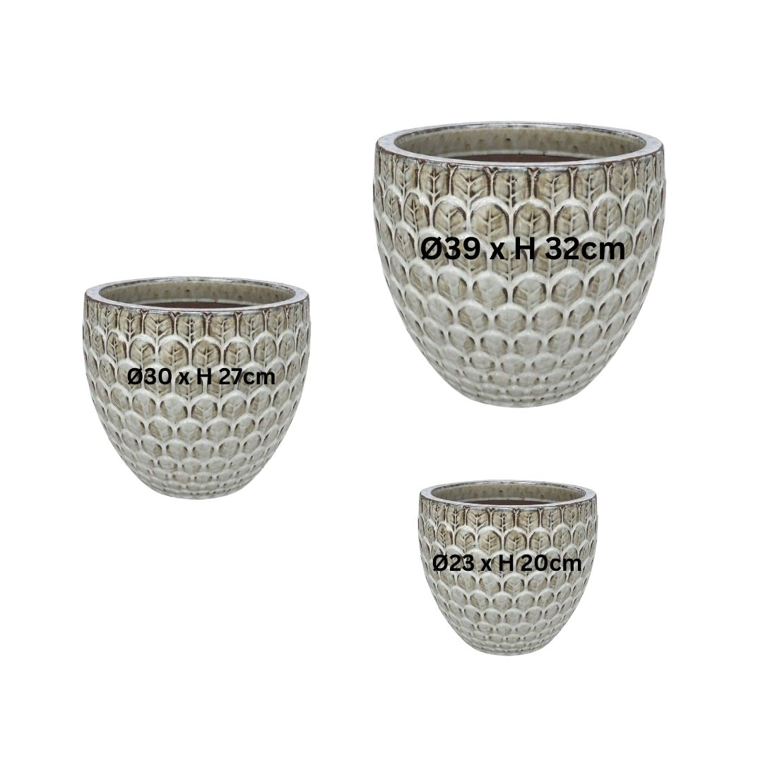 Glazed Pot Babylone - Cream