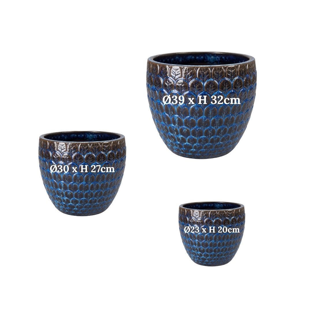 Glazed Pot Babylone - Dark Blue