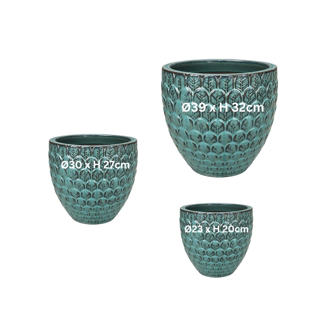 Glazed Pot Babylone - Light Blue
