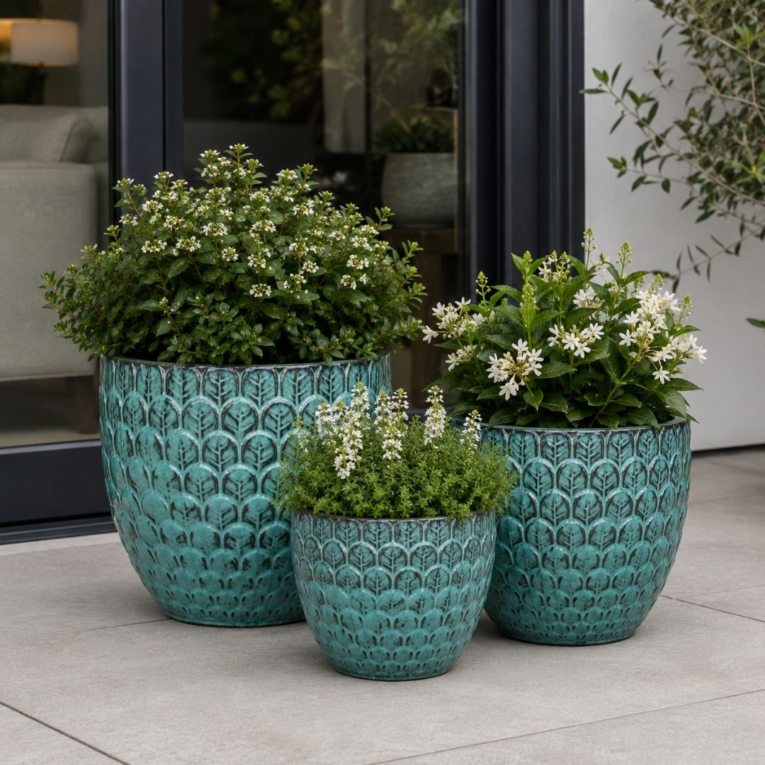 Glazed Pot Babylone - Light Blue