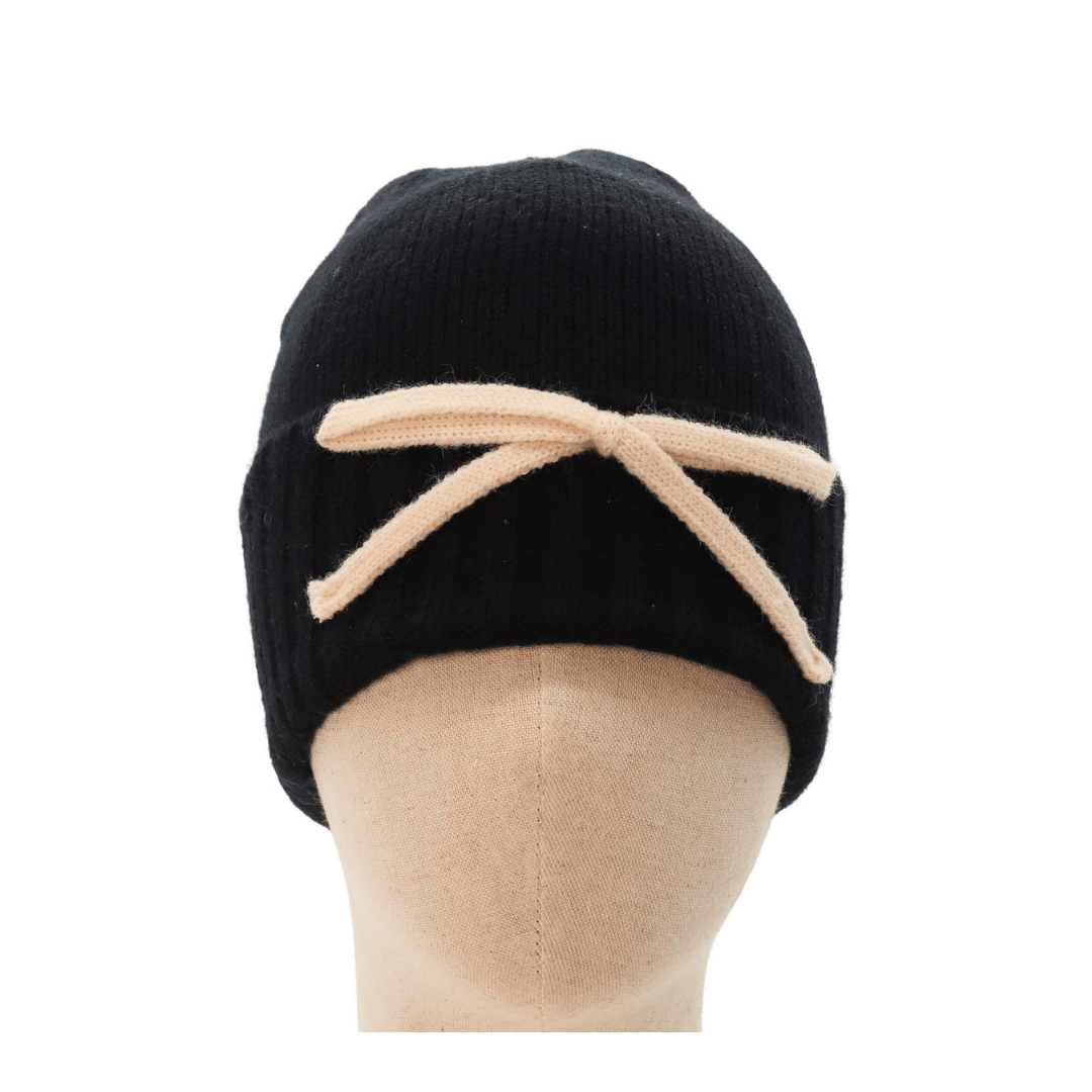 Beanie Bow Detail Black