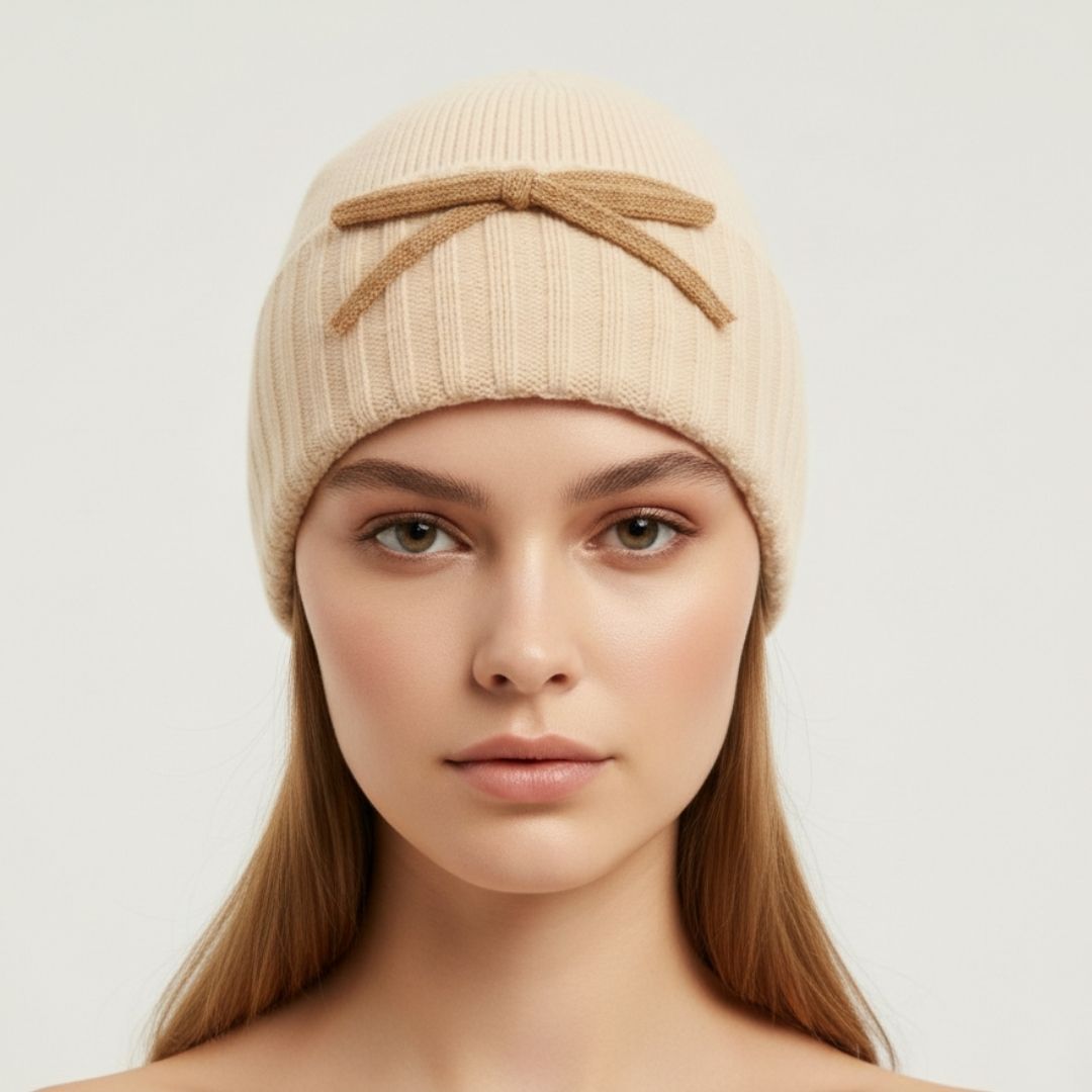 Beanie Bow Detail Cream