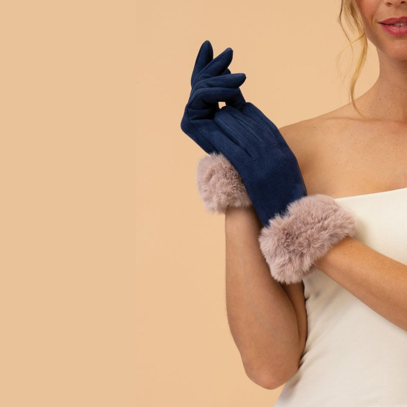 Bettina Gloves - Navy & Taupe