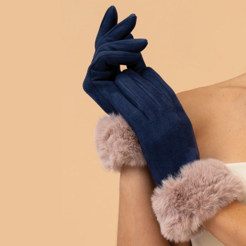 Bettina Gloves - Navy & Taupe