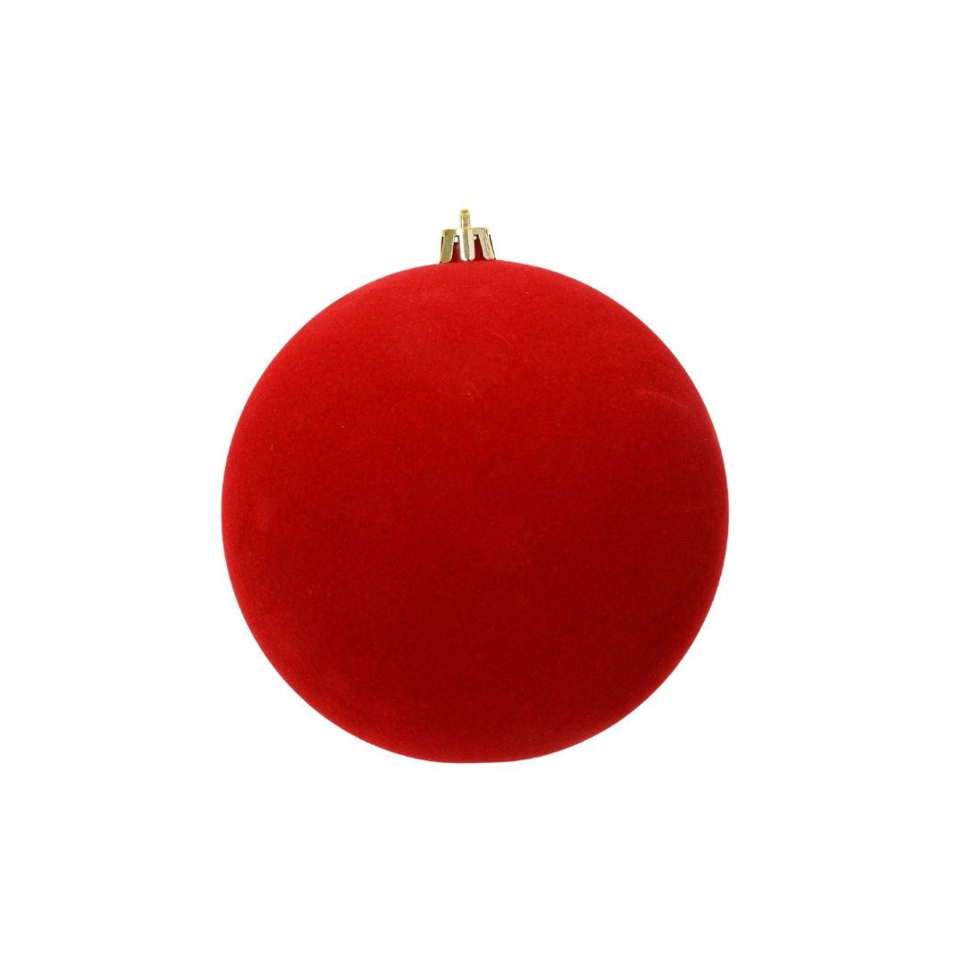 Christmas Bauble Flock Red 8cm