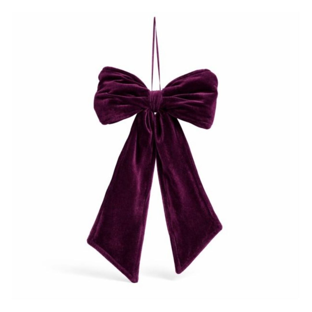 Plum Velvet Bow Double Sided