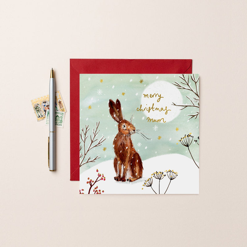 Christmas Card Mum Hare Xmas