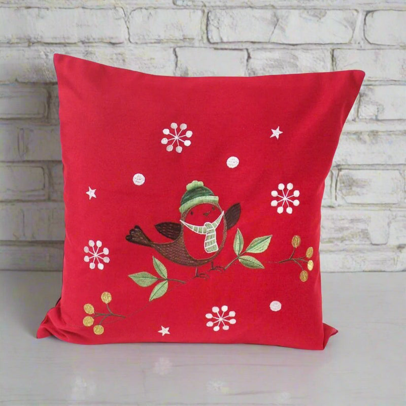 Christmas Cushion Chirpy Robin