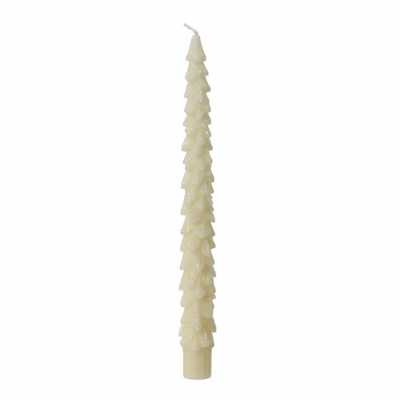 Christmas Dinner Candles Glitter White