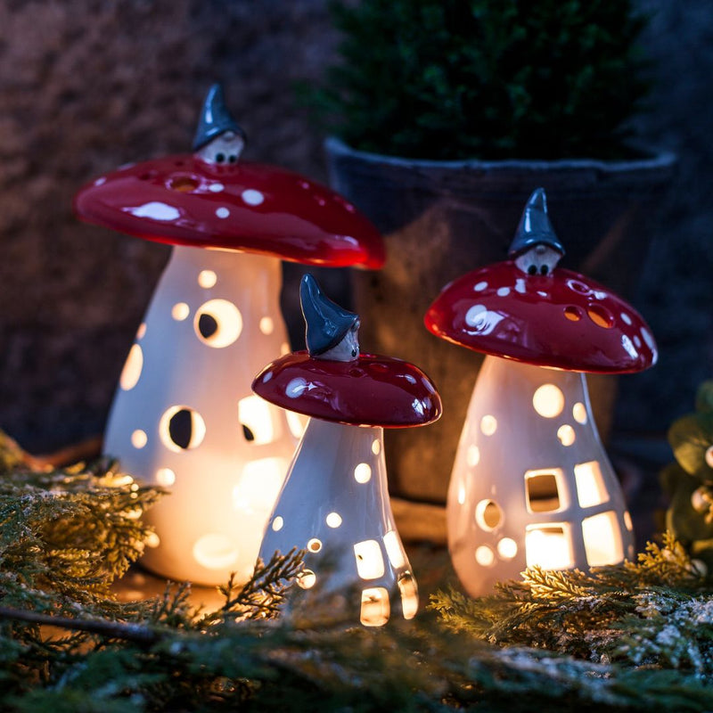 Christmas Lantern Mushroom With Gnome