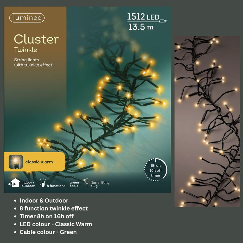 Christmas LED Cluster Lights Classic Warm 1512 LED