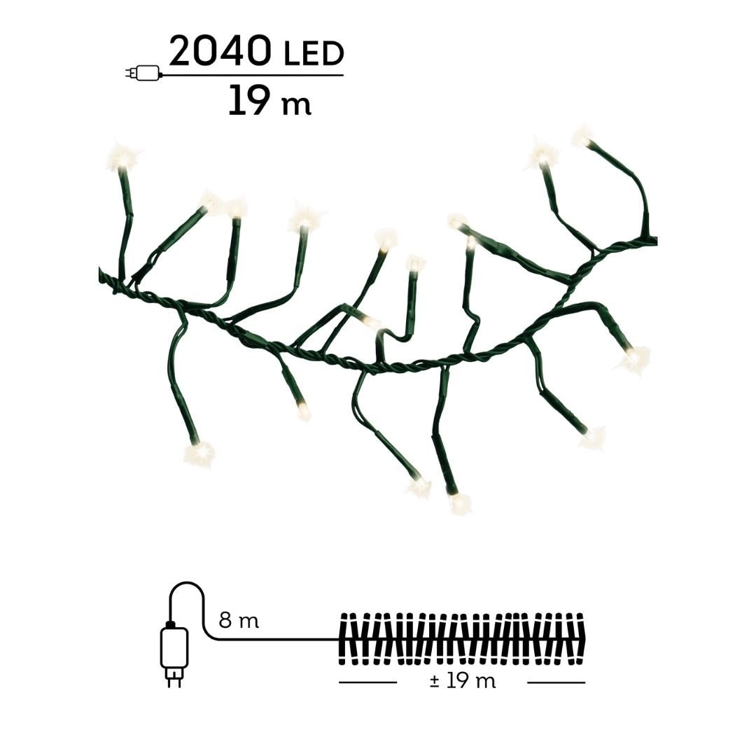 Christmas LED Cluster Lights Warm White 2040 LED