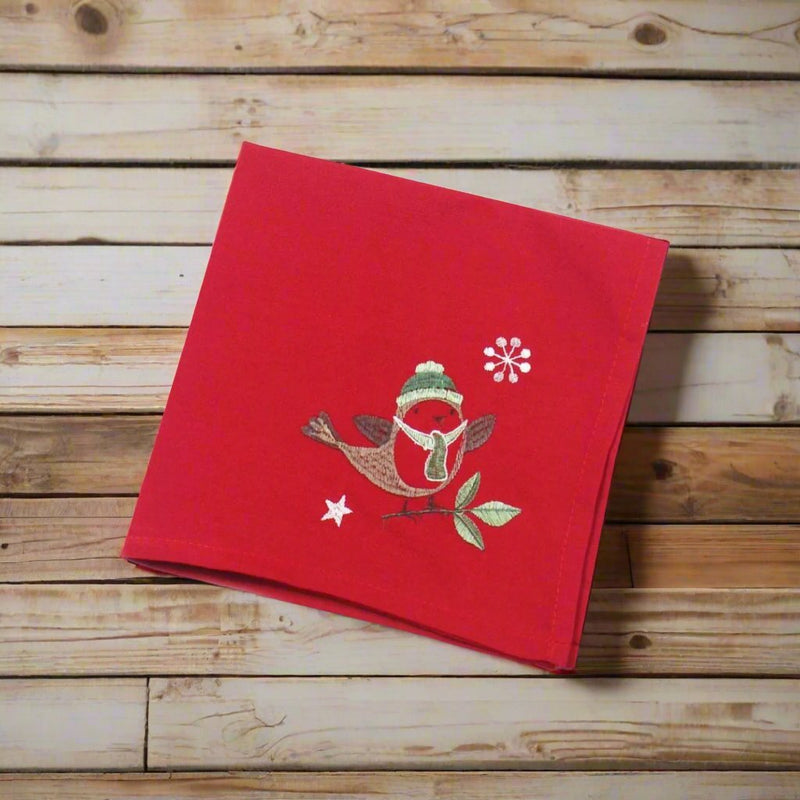 Christmas Napkins Chirpy Robin