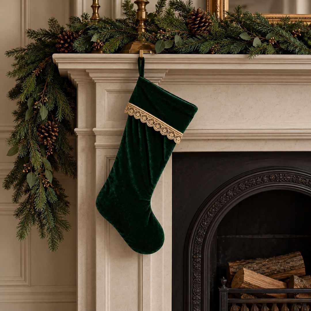 Christmas Stocking Green Velvet