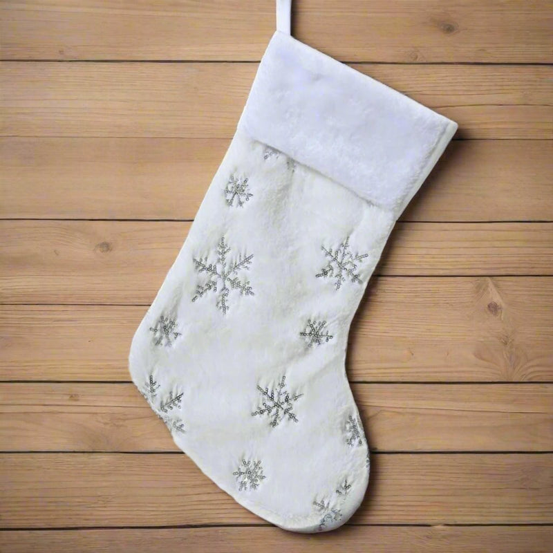 Christmas Stocking Silver Snowflake