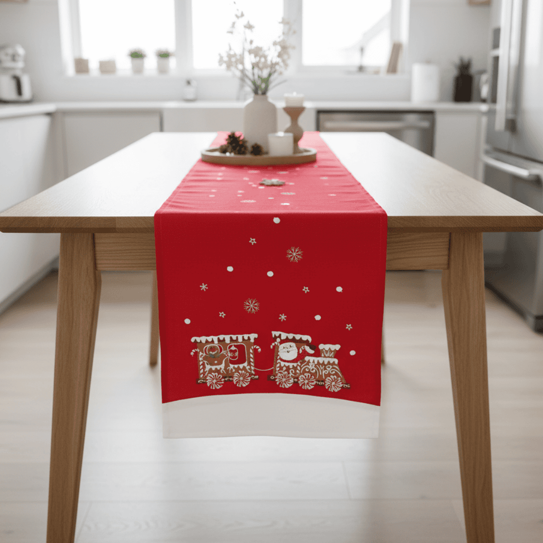 Christmas Table Runner 'Gingerbread Train'