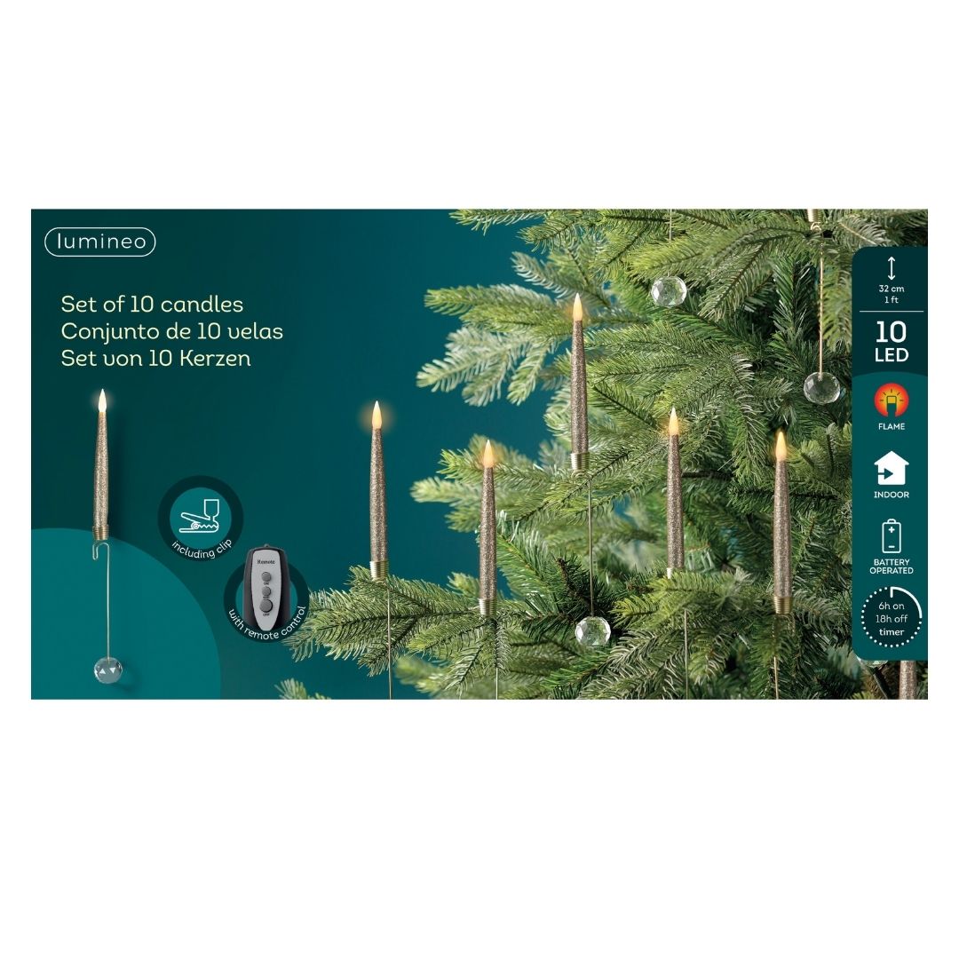 Gold Magic Christmas Tree Candles With Jewel