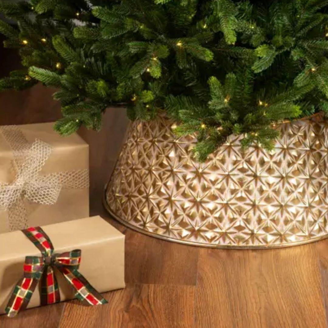 Christmas Tree Ring Iron Antique Gold