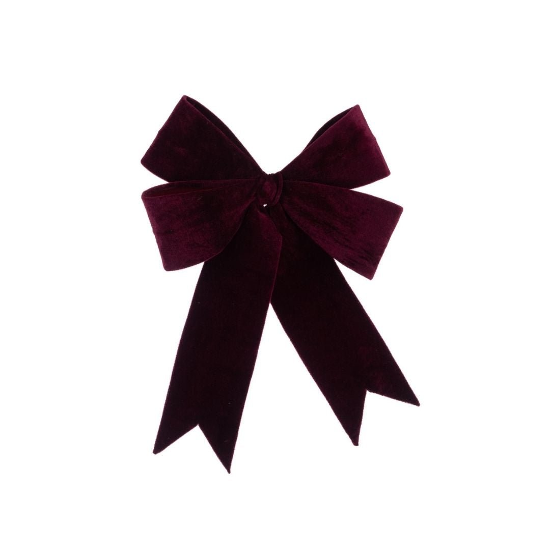 Christmas Velvet Wired Bow Clip On - Burgundy