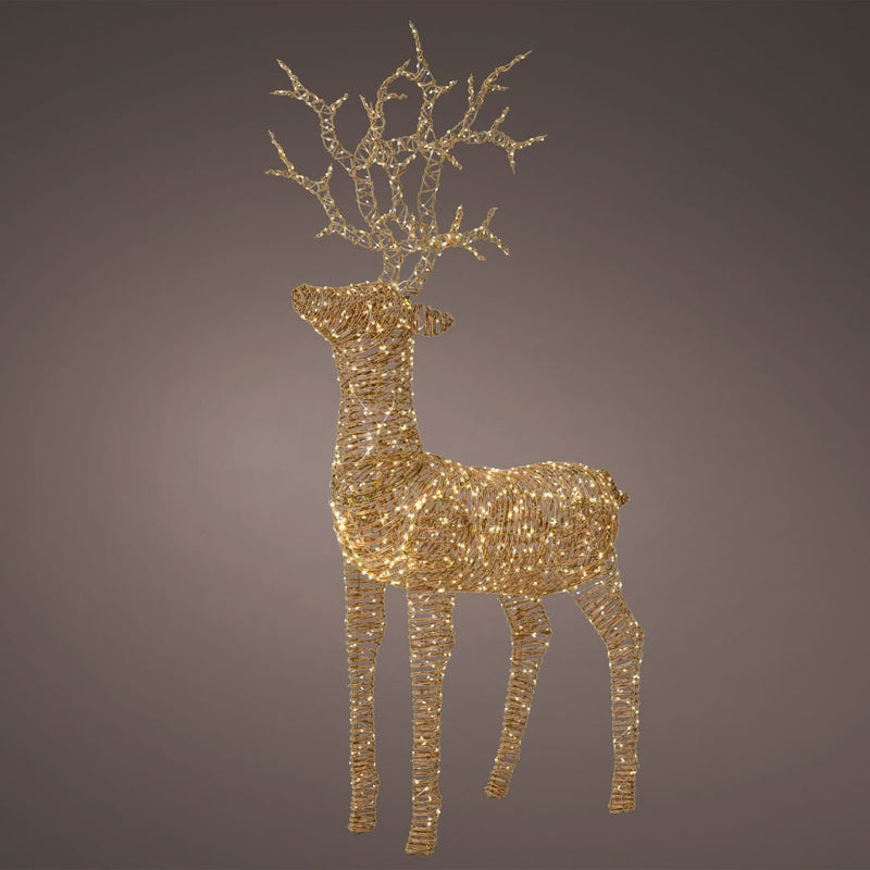 Christmas Wicker Reindeer Standing Micro LED