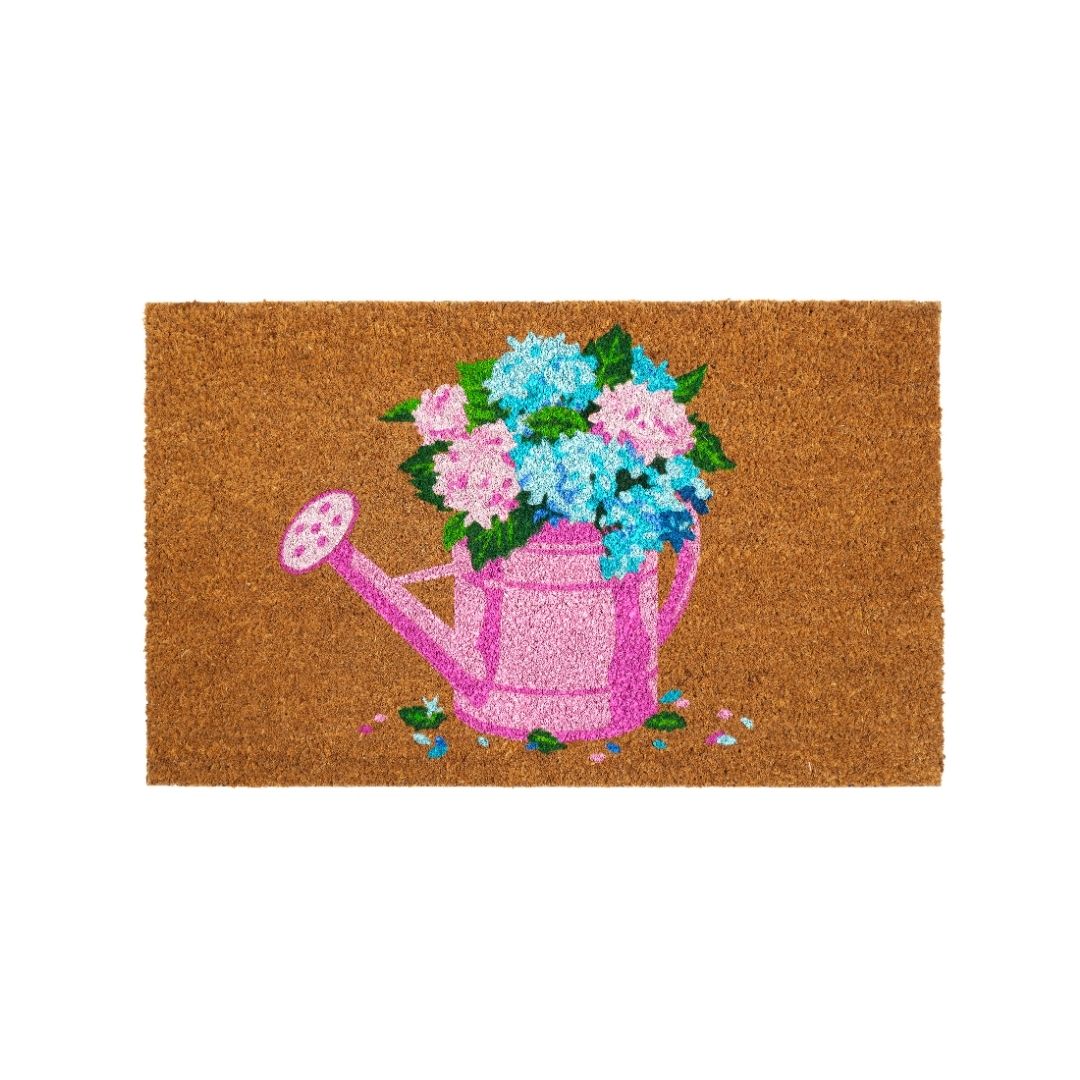 Coir Outdoor Rug Watering Can Blooms 45 x 75cm