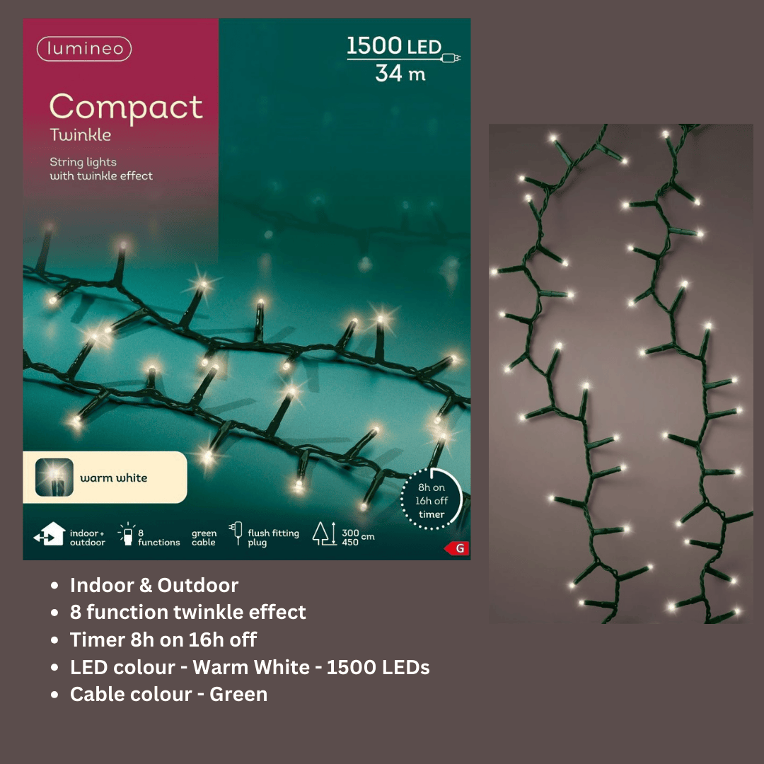 Christmas Lights 1500 LED - Compact, Warm White - Ideal for 7ft Tree