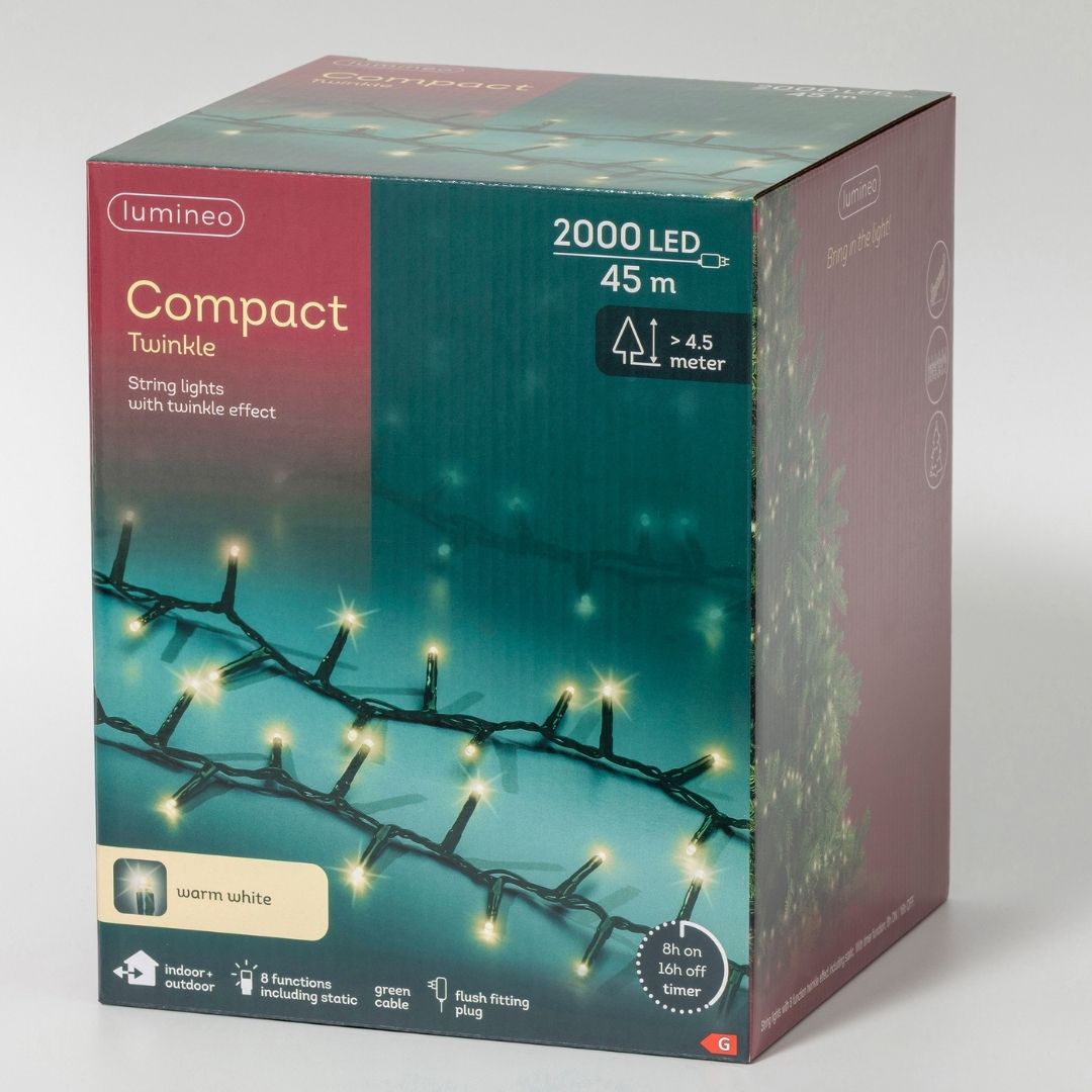Christmas Lights 2000 LED - Compact, Warm White - Ideal for 8ft Tree