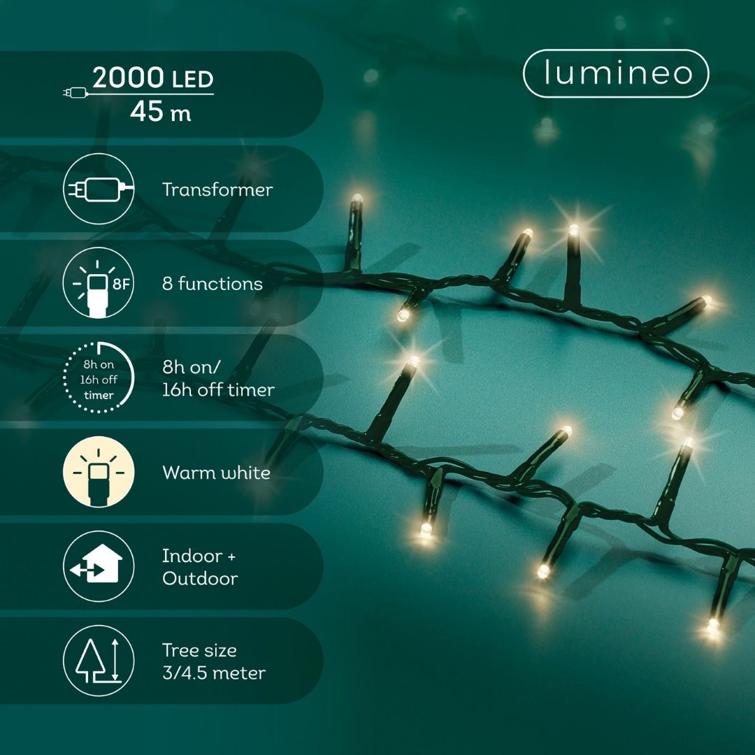 Christmas Lights 2000 LED - Compact, Warm White - Ideal for 8ft Tree