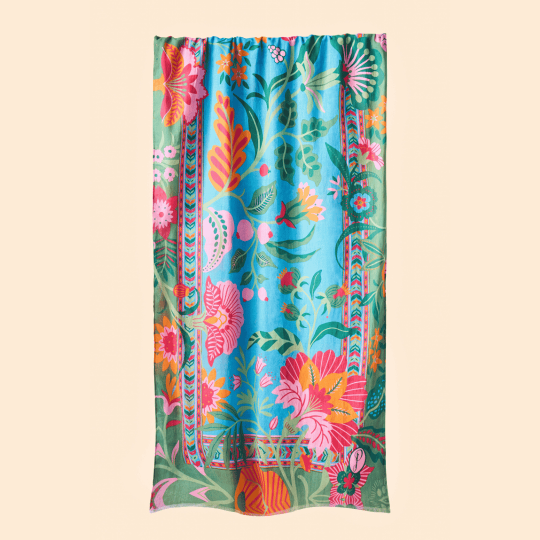 Cotton Scarf - Folky Floral - Cornflower