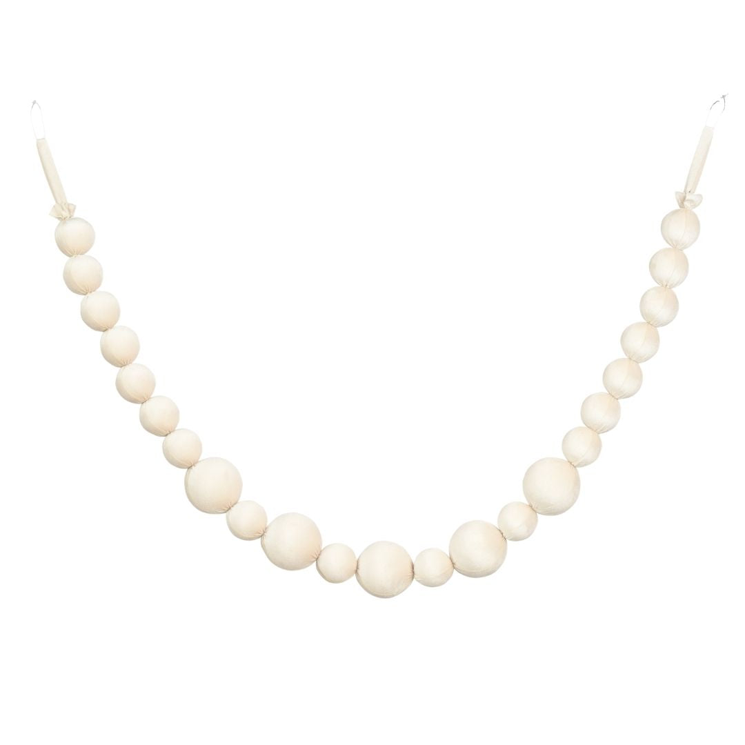 Christmas Garland Velvet Ball Cream 150cm