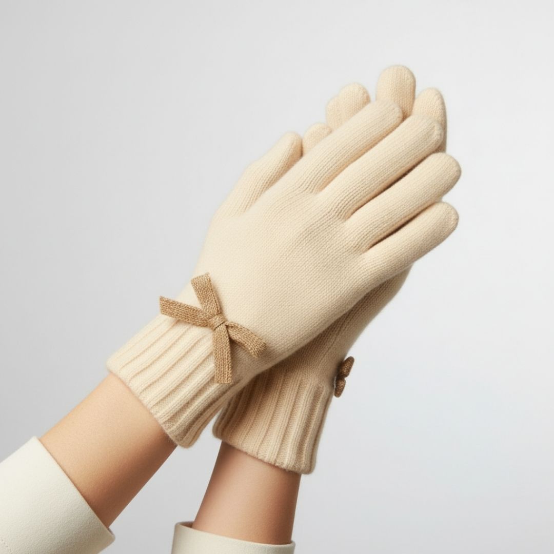 Gloves Bow Detail Cream