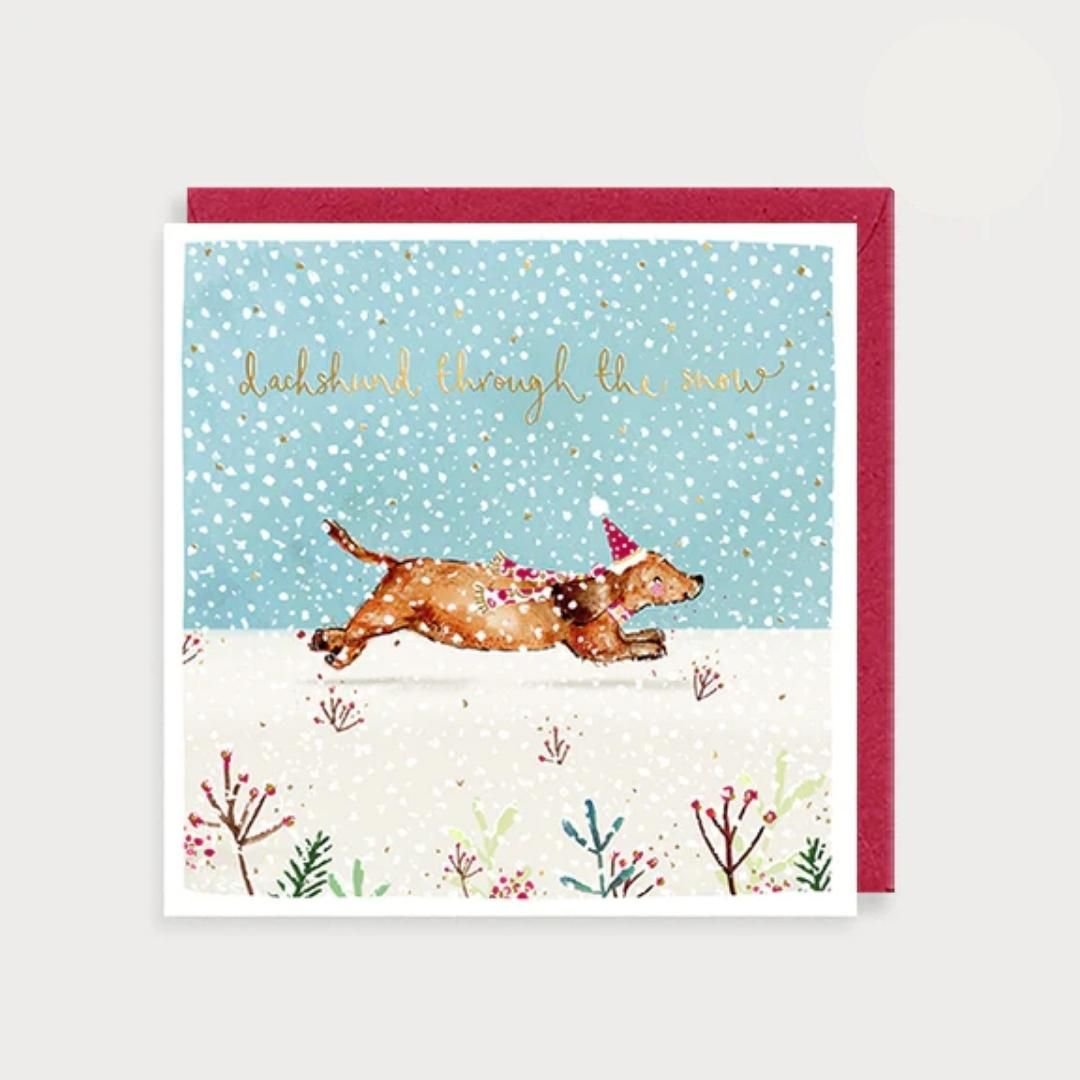 Dachsund Through The Snow Christmas Card