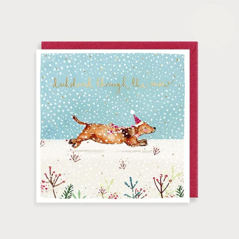 Dachsund Through The Snow Christmas Card