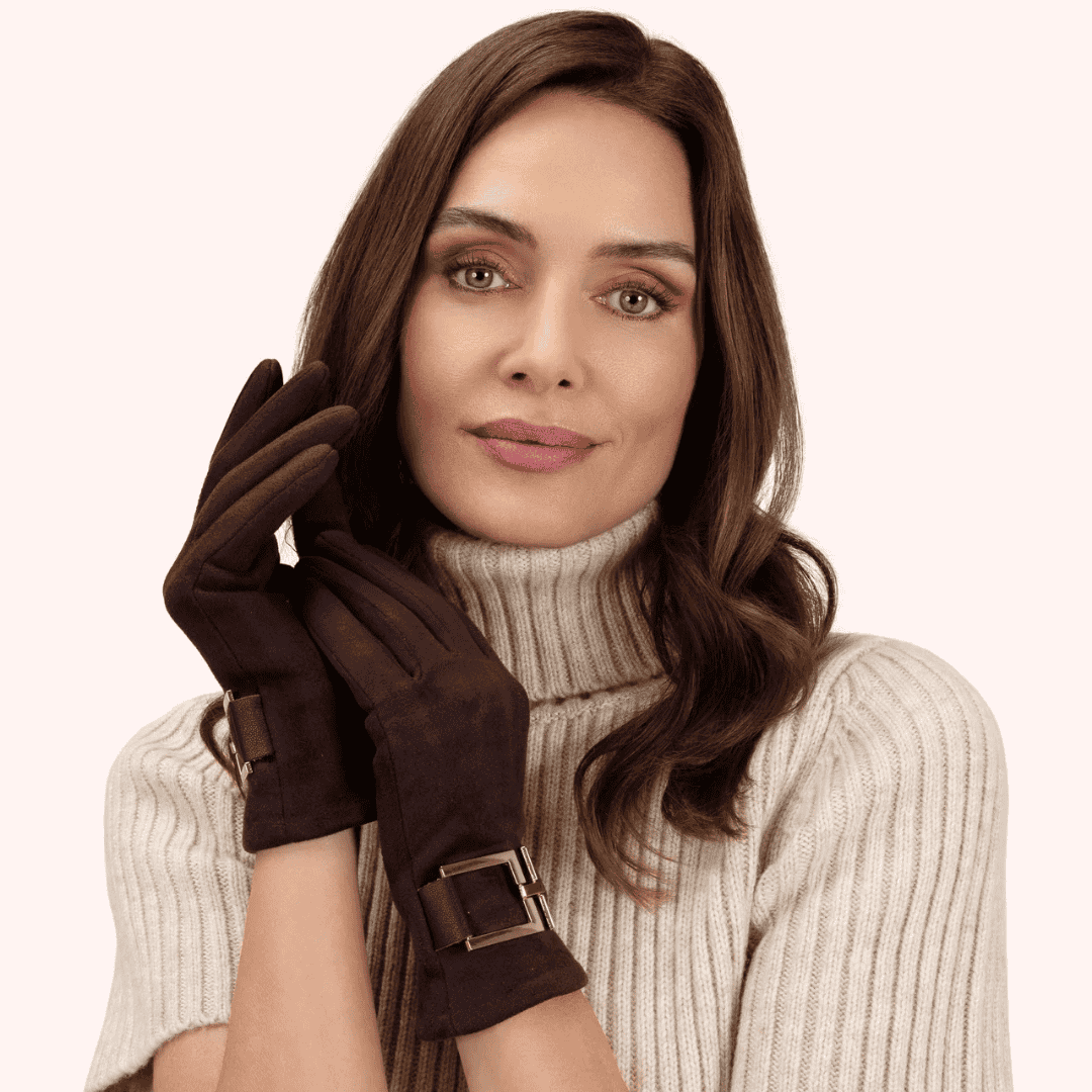 Dana Faux Suede Gloves - Chocolate