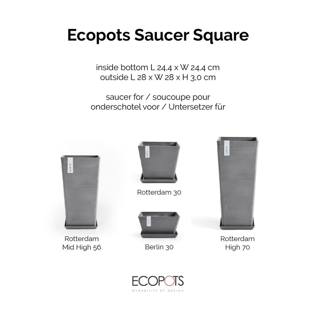 Ecopots Saucer Square Grey