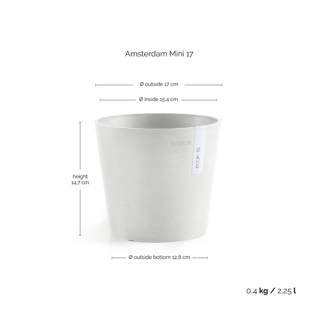 Ecopots Amsterdam Mini Pot Pure White