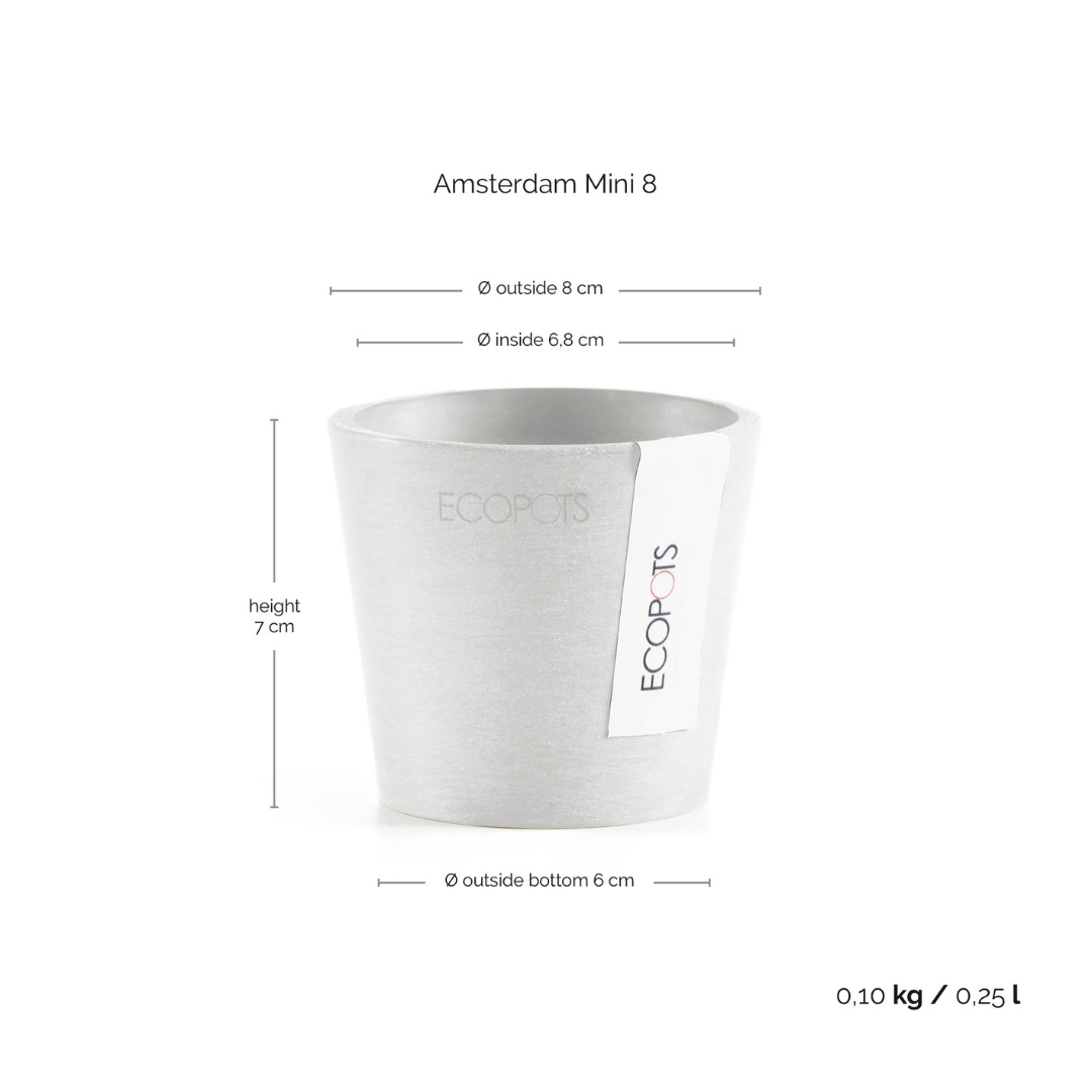 Ecopots Amsterdam Mini Pot Pure White