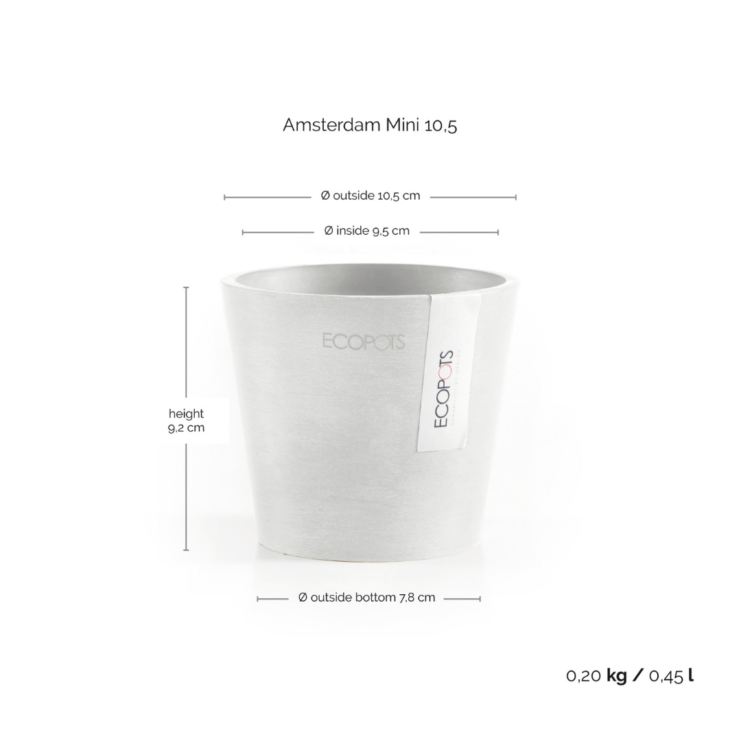 Ecopots Amsterdam Mini Pot Pure White