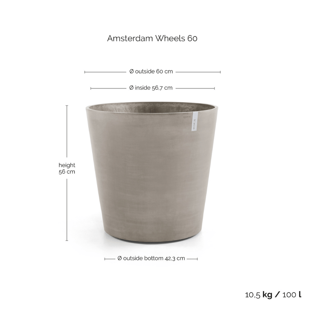 Ecopots Amsterdam Wheels Taupe