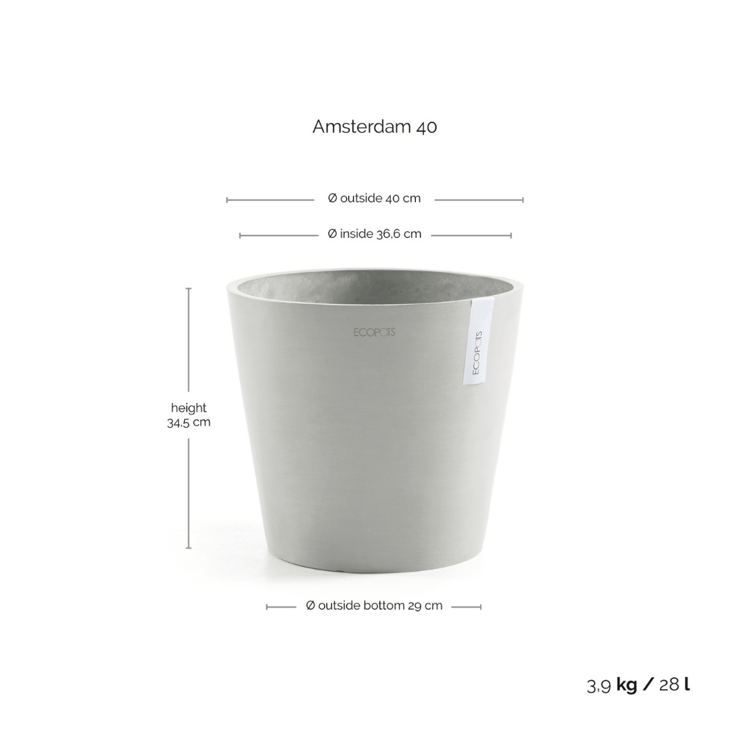 Ecopots Amsterdam White Grey