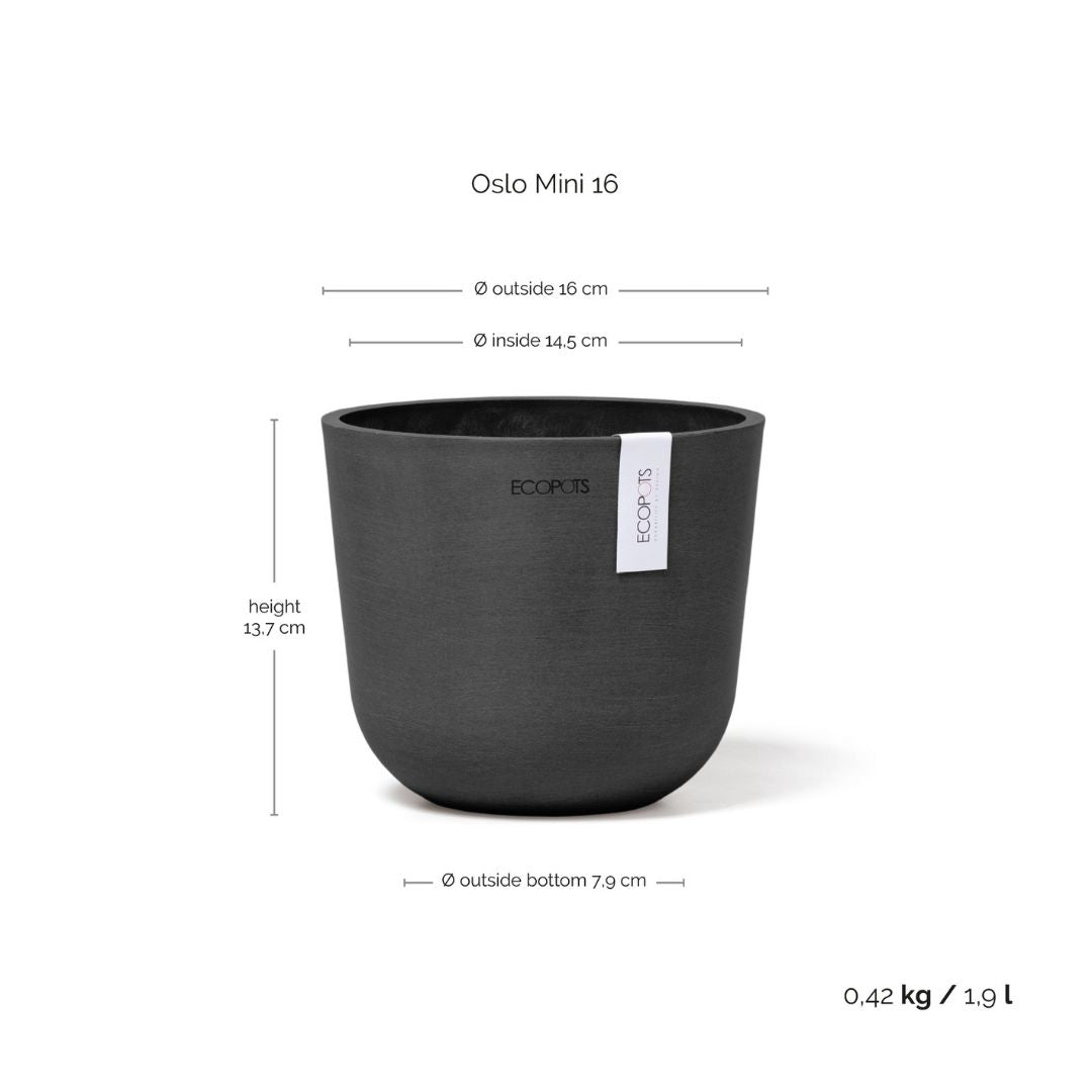 Ecopots Oslo Mini Pot Dark Grey