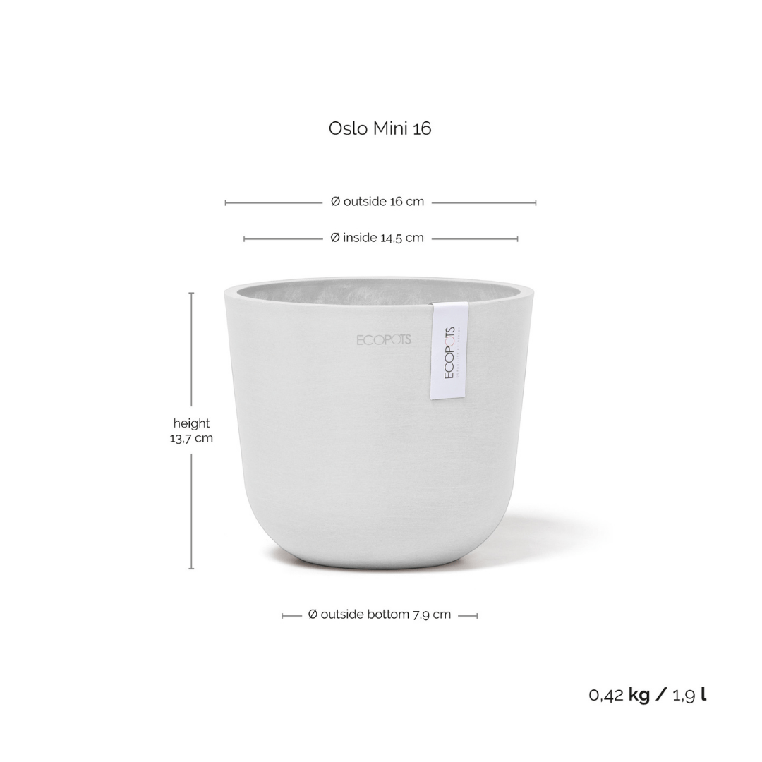 Ecopots Oslo Mini Pot Pure White