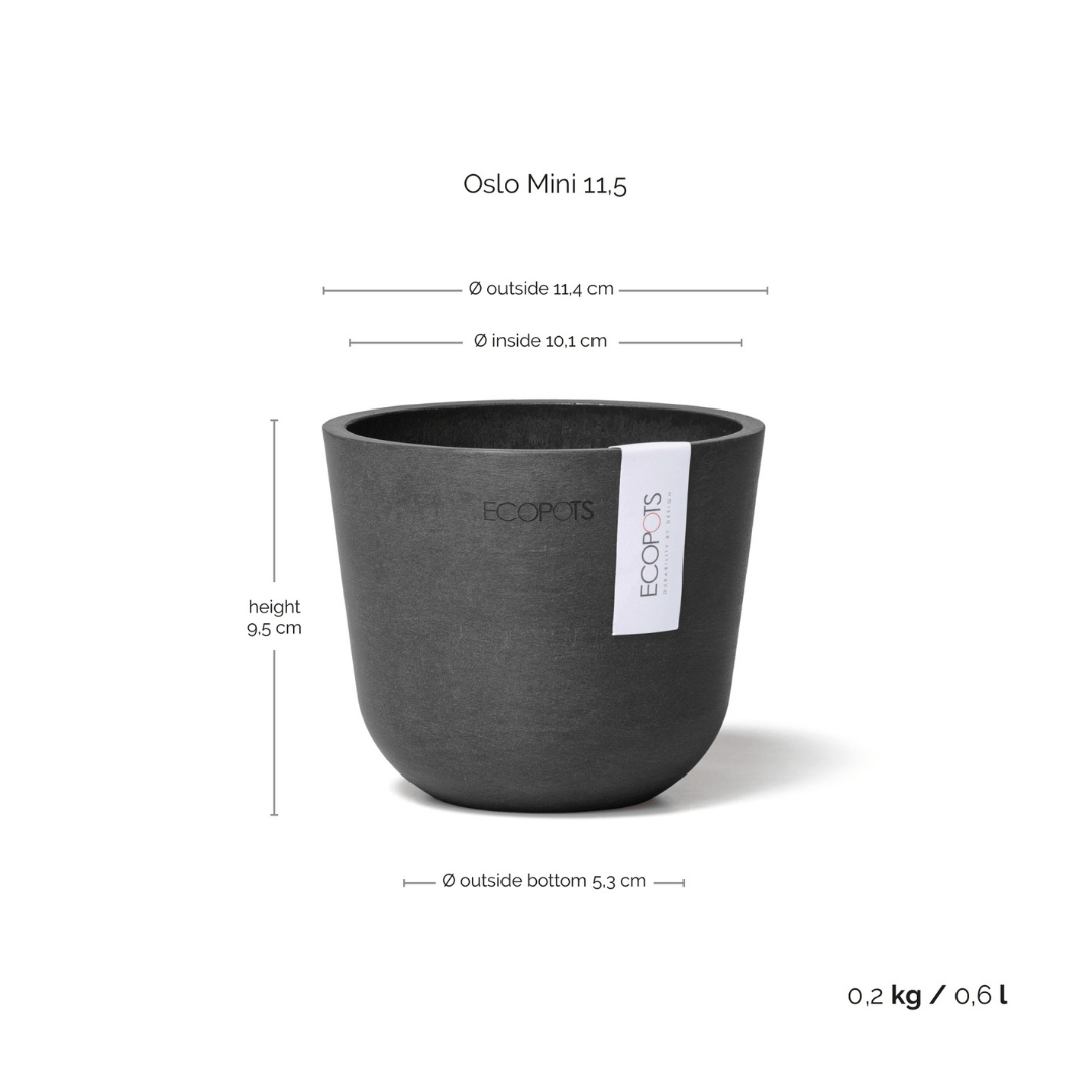 Ecopots Oslo Mini Pot White Grey