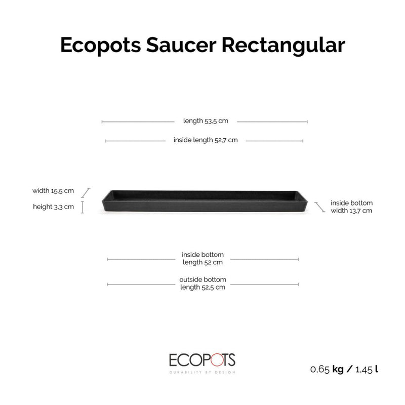 Ecopots Saucer Rectangular Dark Grey - The Garden HouseEcopots