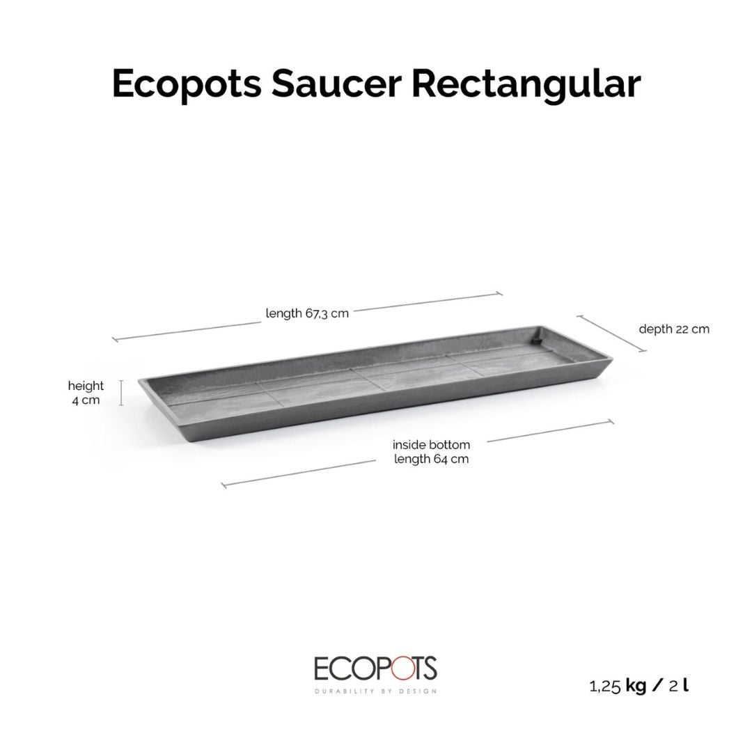 Ecopots Saucer Rectangular Grey